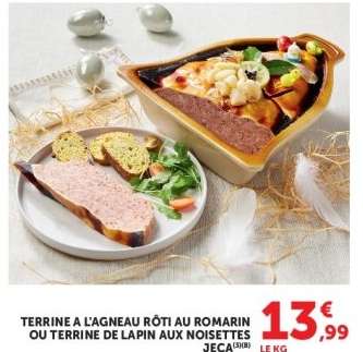 Terrine à l'agneau rôti au romarin ou terrine de lapin aux noisettes