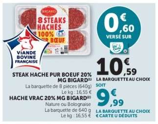 STEAK HACHE PUR BOEUF 20% MG BIGARD