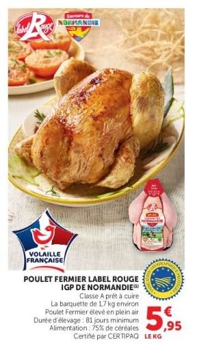Poulet Fermier Label Rouge IGP de Normandie