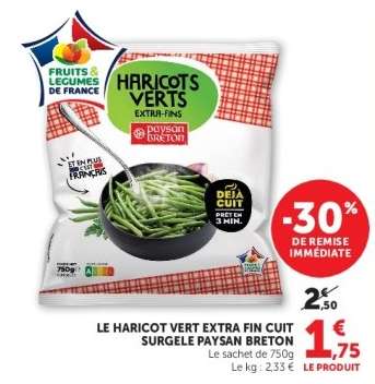LE HARICOT VERT EXTRA FIN CUIT SURGELE PAYSAN BRETON