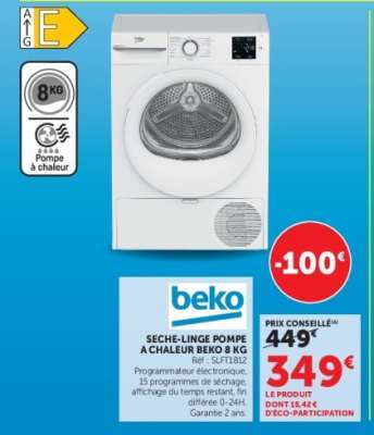 SECHE-LINGE POMPE A CHALEUR BEKO 8 KG