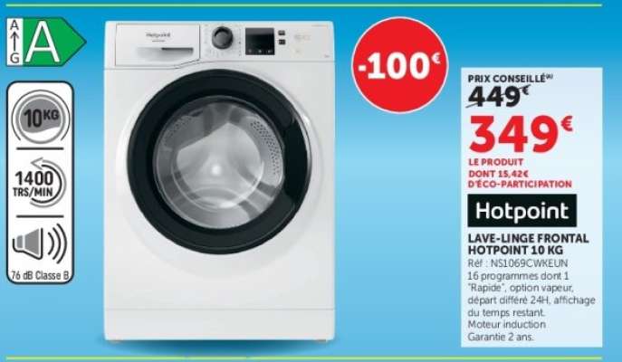 Lave-linge frontal Hotpoint 10 kg
