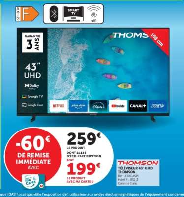 THOMSON TÉLÉVISEUR 43" UHD