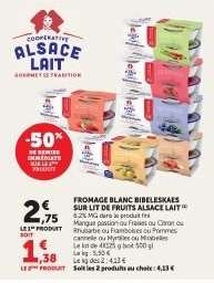 FROMAGE BLANC BIBELESKAES SUR LIT DE FRUITS ALSACE LAIT