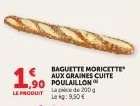 Baguette Moricette aux graines cuite Poulaillon