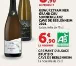 CREMANT D'ALSACE BRUT BIO CAVE DE BEBLENHEIM