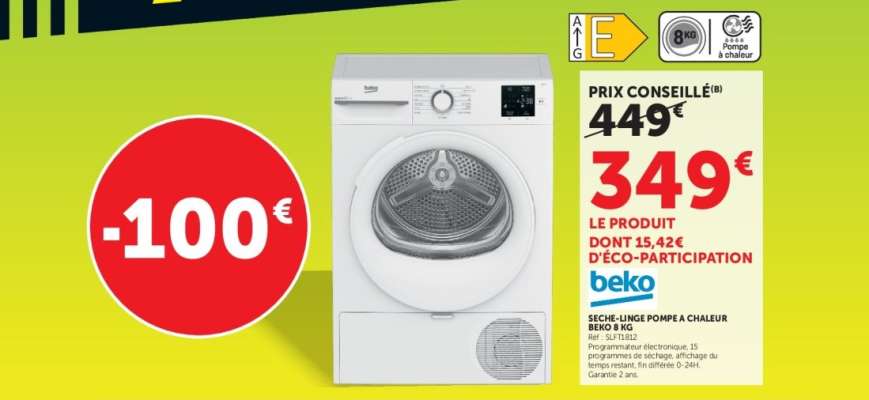 Sèche-linge pompe à chaleur BEKO B3T49233W