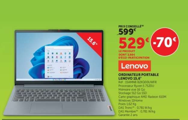ORDINATEUR PORTABLE LENOVO 15,6"