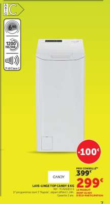 Lave-linge top Candy 6 kg