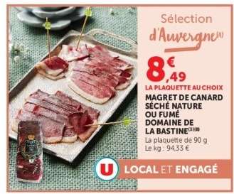 Magret de canard séché nature ou fumé Domaine de la Bastide