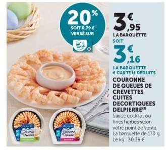 COURONNE DE QUEUES DE CREVETTES CUITES DECORTIQUEES DELPIERRE