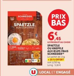 Spaetzle ou Knepfle aux oeufs frais Schneider