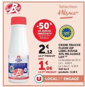 CREME FRAICHE FLUIDE IGP LABEL ROUGE 33% MG ALSACE LAIT
