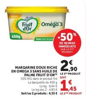 Margarine Doux Riche en Oméga 3 Sans Huile de Palme Fruit d'Or
