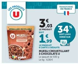 Muesli Croustillant 3 Chocolats U