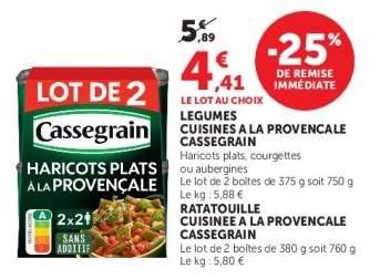 Légumes cuisinés à la provençale 'Cassegrain'