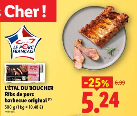 L'ÉTAL DU BOUCHER Ribs de porc barbecue original