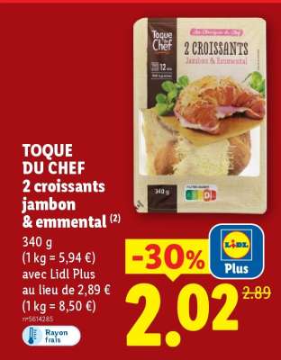 TOQUE DU CHEF 2 croissants jambon & emmental