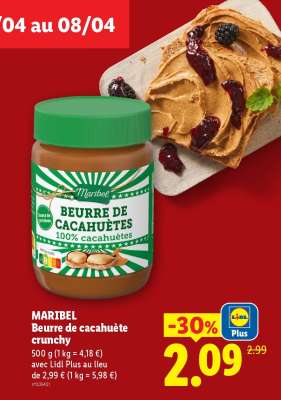 MARIBEL Beurre de cacahuète crunchy