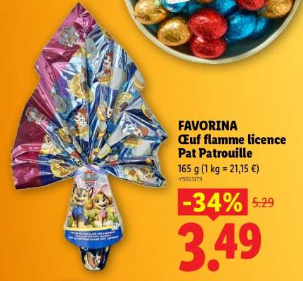 FAVORINA Œuf flamme licence Pat Patrouille