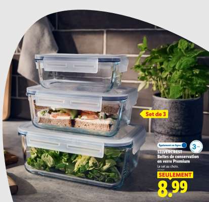 SLIVERCREST Boîtes de conservation en verre Premium