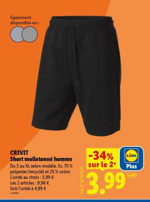 CRIVIT Short molletonné homme