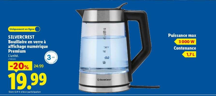 SILVERCREST Bouilloire en verre à affichage numérique Premium