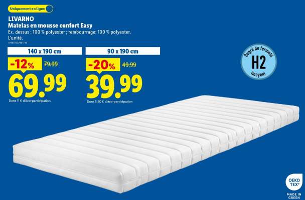 LIVARNO Matelas en mousse confort Easy 140 x 190 cm