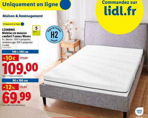 LIVARNO Matelas en mousse confort 7 zones Waves