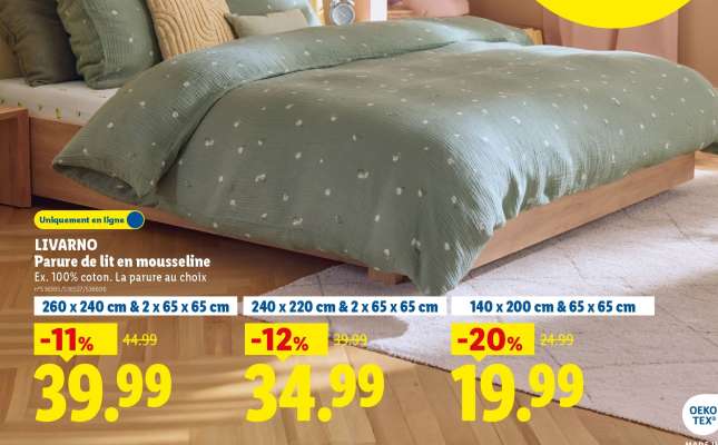 LIVARNO Parure de lit en mousseline