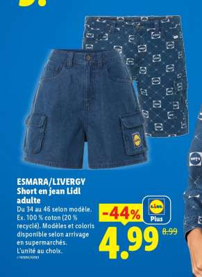 ESMARA/LIVERGY Short en jean Lidl adulte