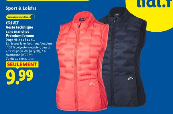 CRIVIT Veste technique sans manches Premium femme