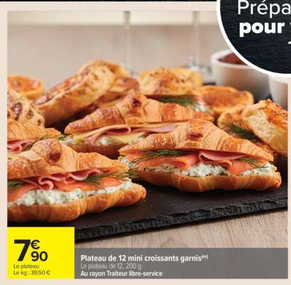 Plateau de 12 mini croissants garnis