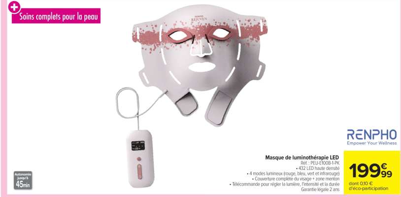 Masque de luminothérapie LED