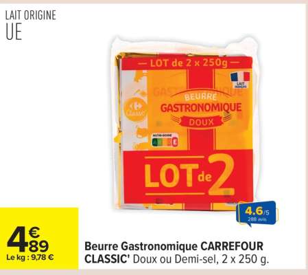 Beurre Gastronomique CARREFOUR CLASSIC’
