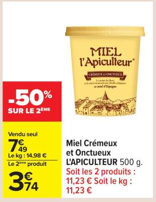 Miel Crémeux et Onctueux L'APICULTEUR 500 g