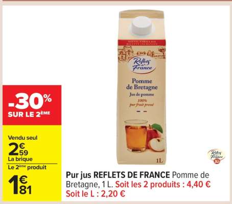 Pur jus REFLETS DE FRANCE Pomme de Bretagne