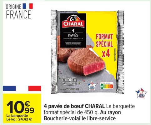 4 pavés de bœuf CHARAL