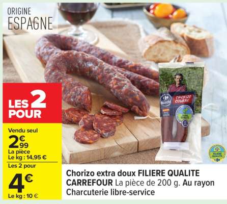 Chorizo extra doux FILIERE QUALITE CARREFOUR