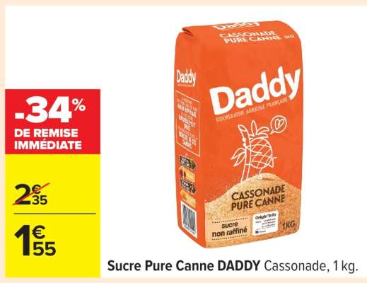 Sucre Pure Canne DADDY Cassonade, 1 kg