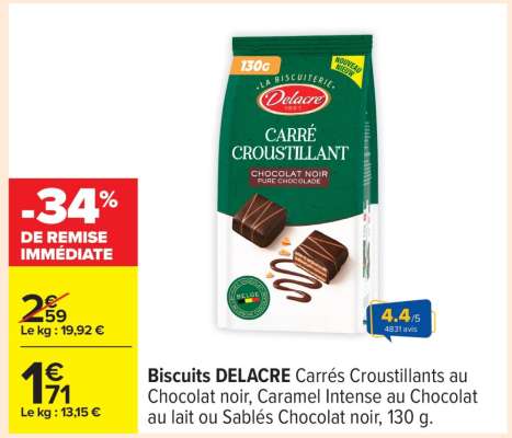 Biscuits DELACRE Carrés Croustillants