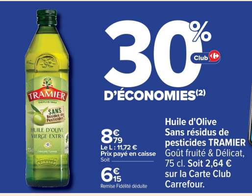Huile d'Olive Sans résidus de pesticides TRAMIER