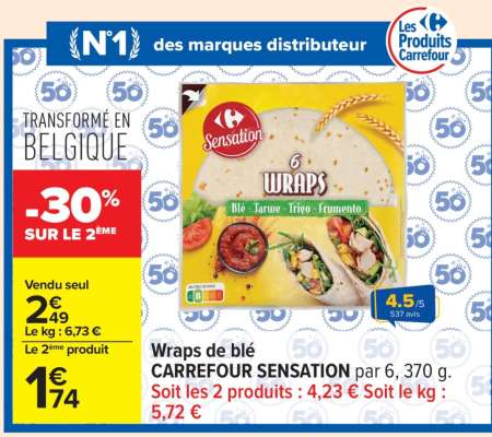 Wraps de blé CARREFOUR SENSATION