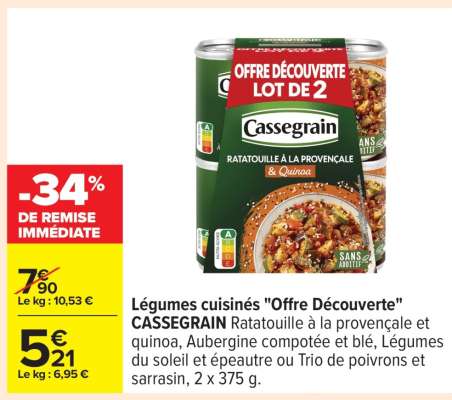 Légumes cuisinés "Offre Découverte" CASSEGRAIN