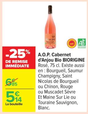 A.O.P. Cabernet d'Anjou Bio BIORIGINE