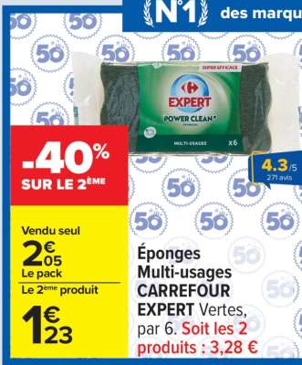 Éponges Multi-usages CARREFOUR EXPERT Vertes