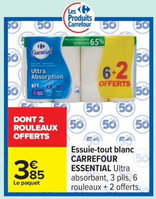 Essuie-tout blanc CARREFOUR ESSENTIAL