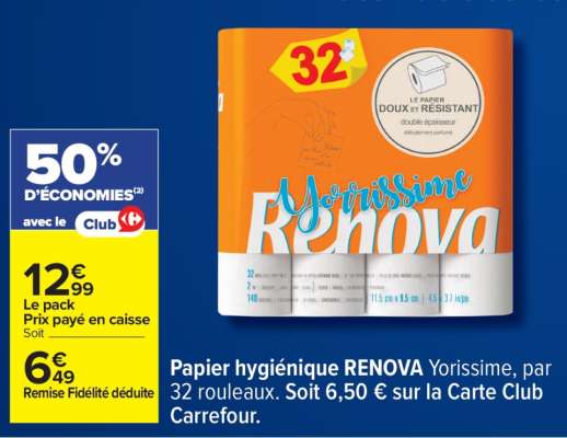 Papier hygiénique RENOVA Yorissime
