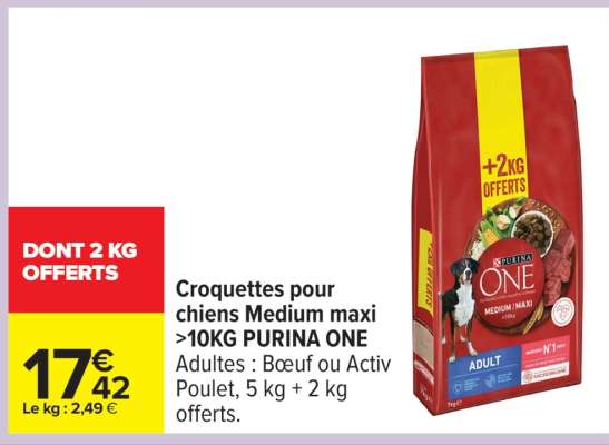 PURINA ONE Croquettes pour chiens Medium maxi >10KG