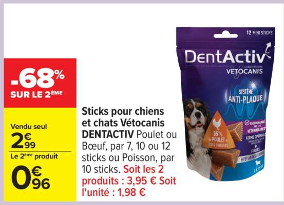DentActiv Sticks pour chiens et chats Vétocanis